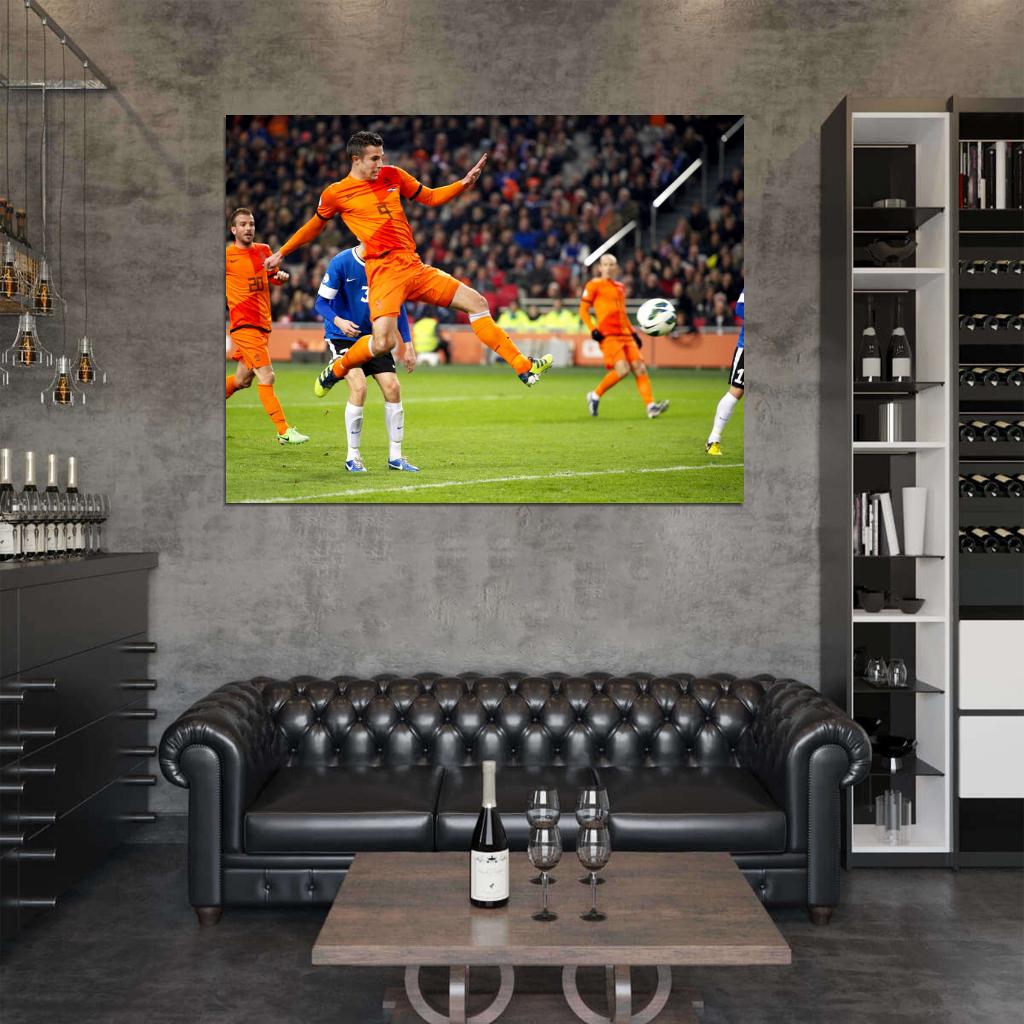 Robin van Persie Goal Jump Amazing Soccer Football Wall Art Print Poster