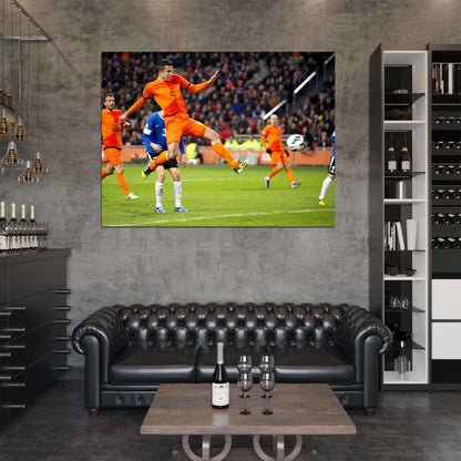 Robin van Persie Goal Jump Amazing Soccer Football Wall Art Print Poster