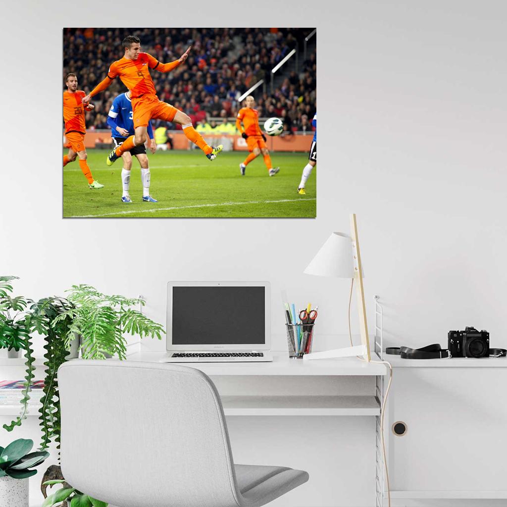 Robin van Persie Goal Jump Amazing Soccer Football Wall Art Print Poster