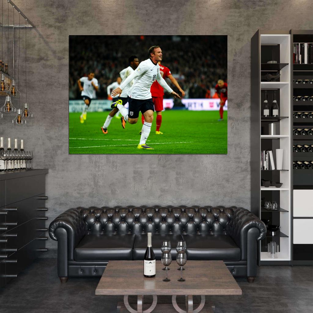 Wayne Rooney Goal Celebration England Soccer Football Wall Art Print Poster