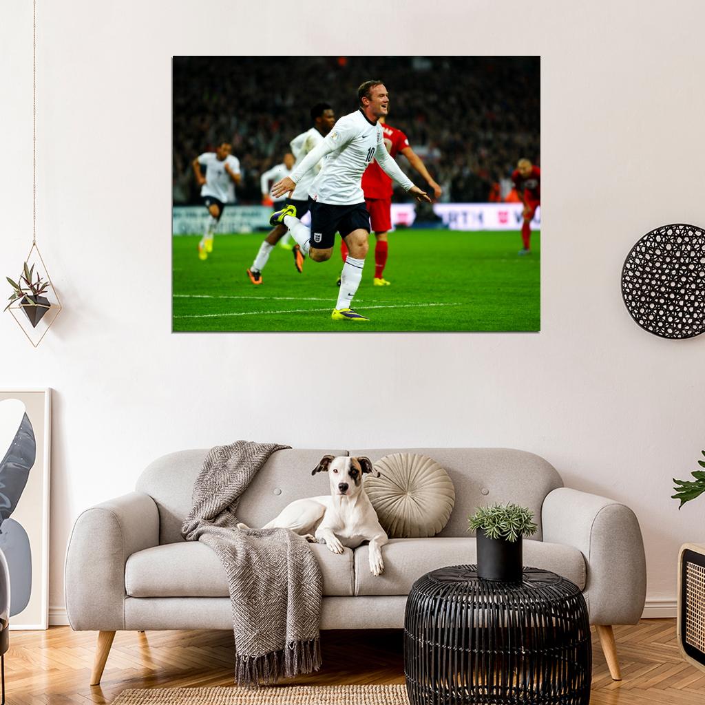 Wayne Rooney Goal Celebration England Soccer Football Wall Art Print Poster