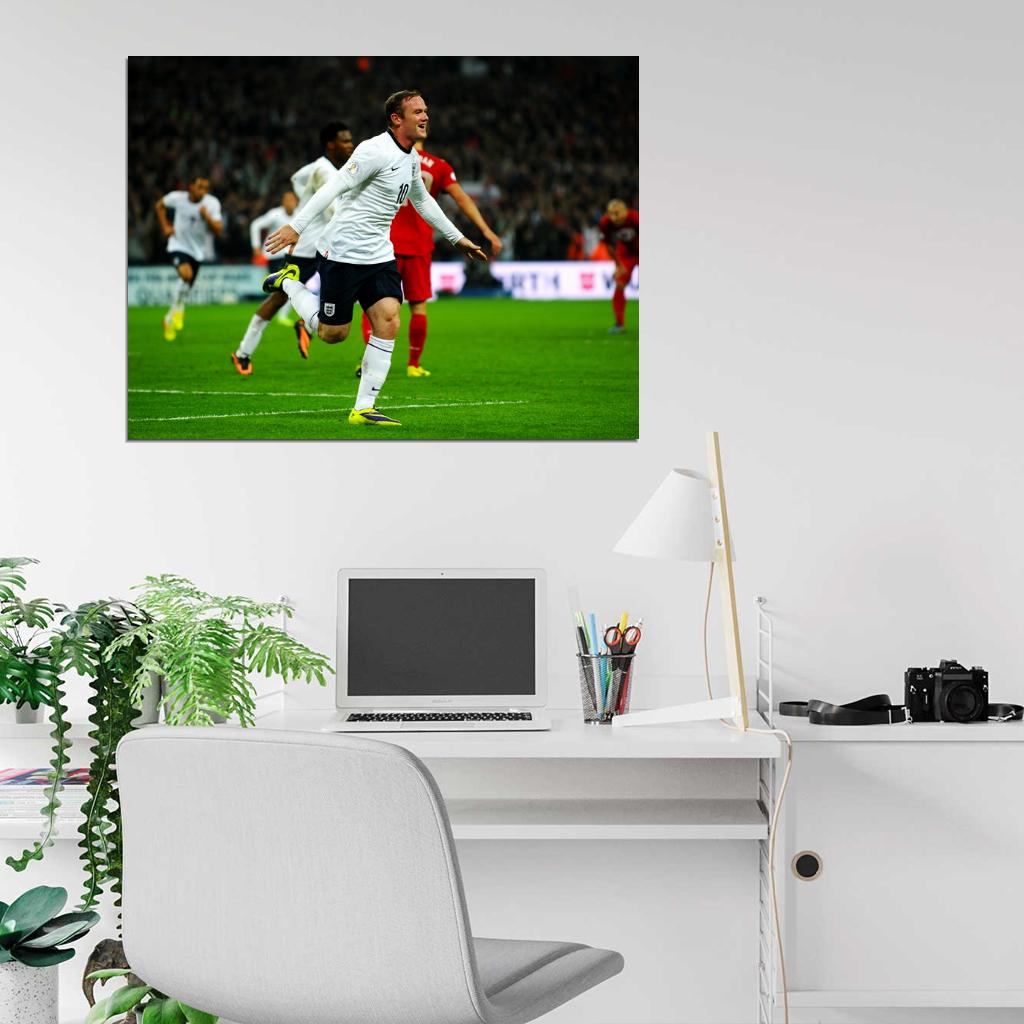 Wayne Rooney Goal Celebration England Soccer Football Wall Art Print Poster