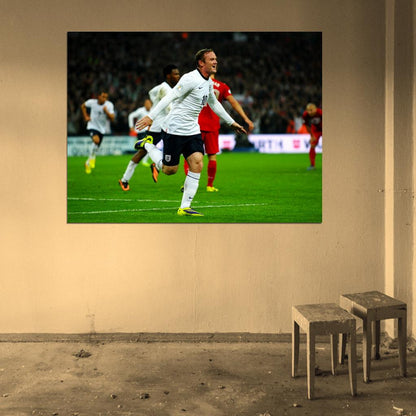 Wayne Rooney Goal Celebration England Soccer Football Wall Art Print Poster