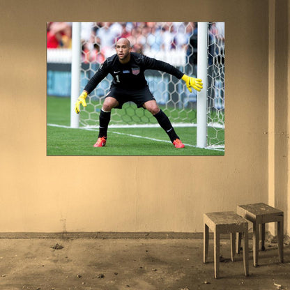 Tim Howard Goalkeeper Stance Post USA Soccer Football Wall Art Print Poster