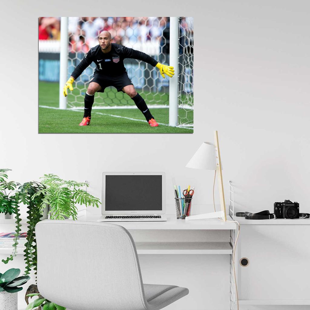 Tim Howard Goalkeeper Stance Post USA Soccer Football Wall Art Print Poster