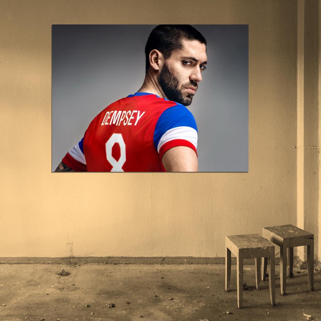 Clint Dempsey Captain Jersey USA FIFA World Cup Brazil Wall Art Print Poster