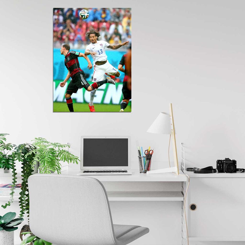 Jermaine Jones Header USA Brazil Soccer Football Wall Art Print Poster