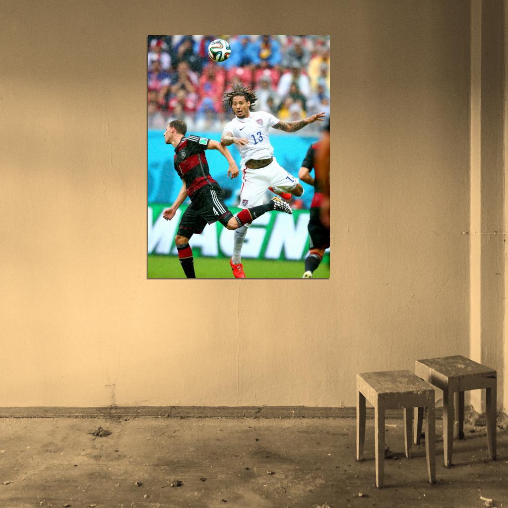 Jermaine Jones Header USA Brazil Soccer Football Wall Art Print Poster