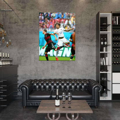 Jermaine Jones Header USA Brazil Soccer Football Wall Art Print Poster