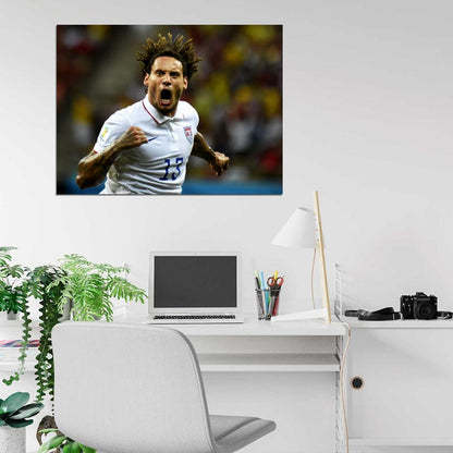 Jermaine Jones Goal Celebration USA World Cup Soccer Wall Art Print Poster