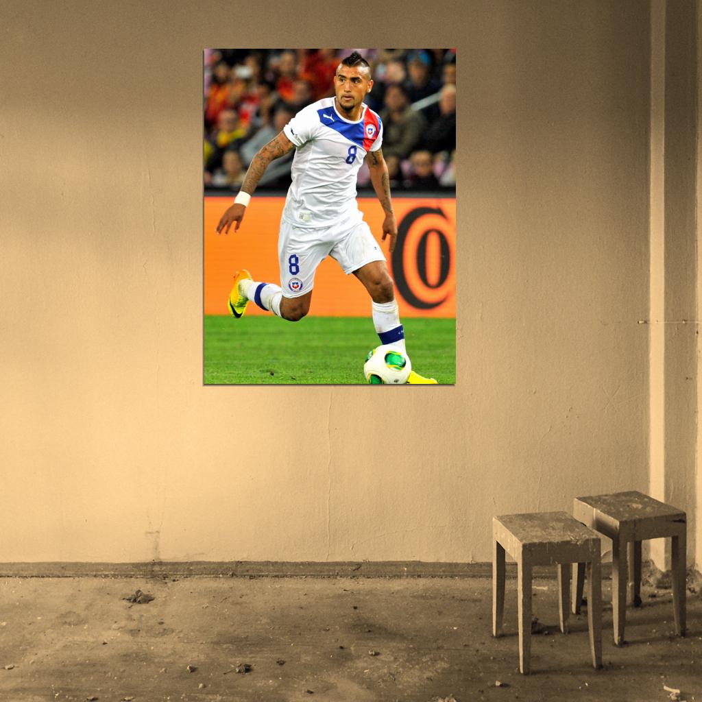 Arturo Vidal Chile World Cup Brazil Soccer Football Wall Art Print Poster
