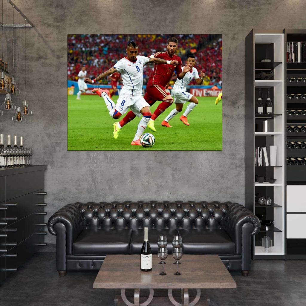 Arturo Vidal Shot Chile FIFA World Cup Soccer Football Wall Art Print Poster