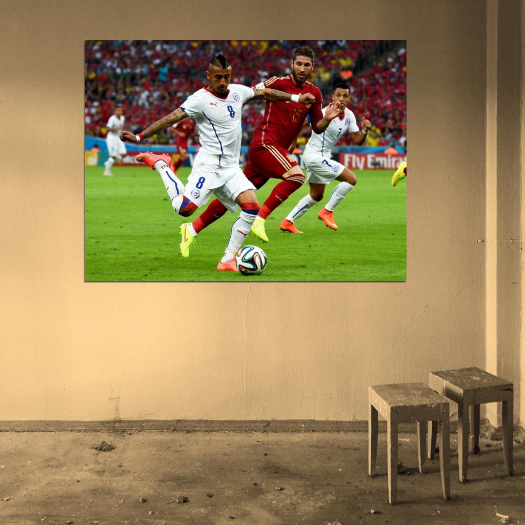 Arturo Vidal Shot Chile FIFA World Cup Soccer Football Wall Art Print Poster