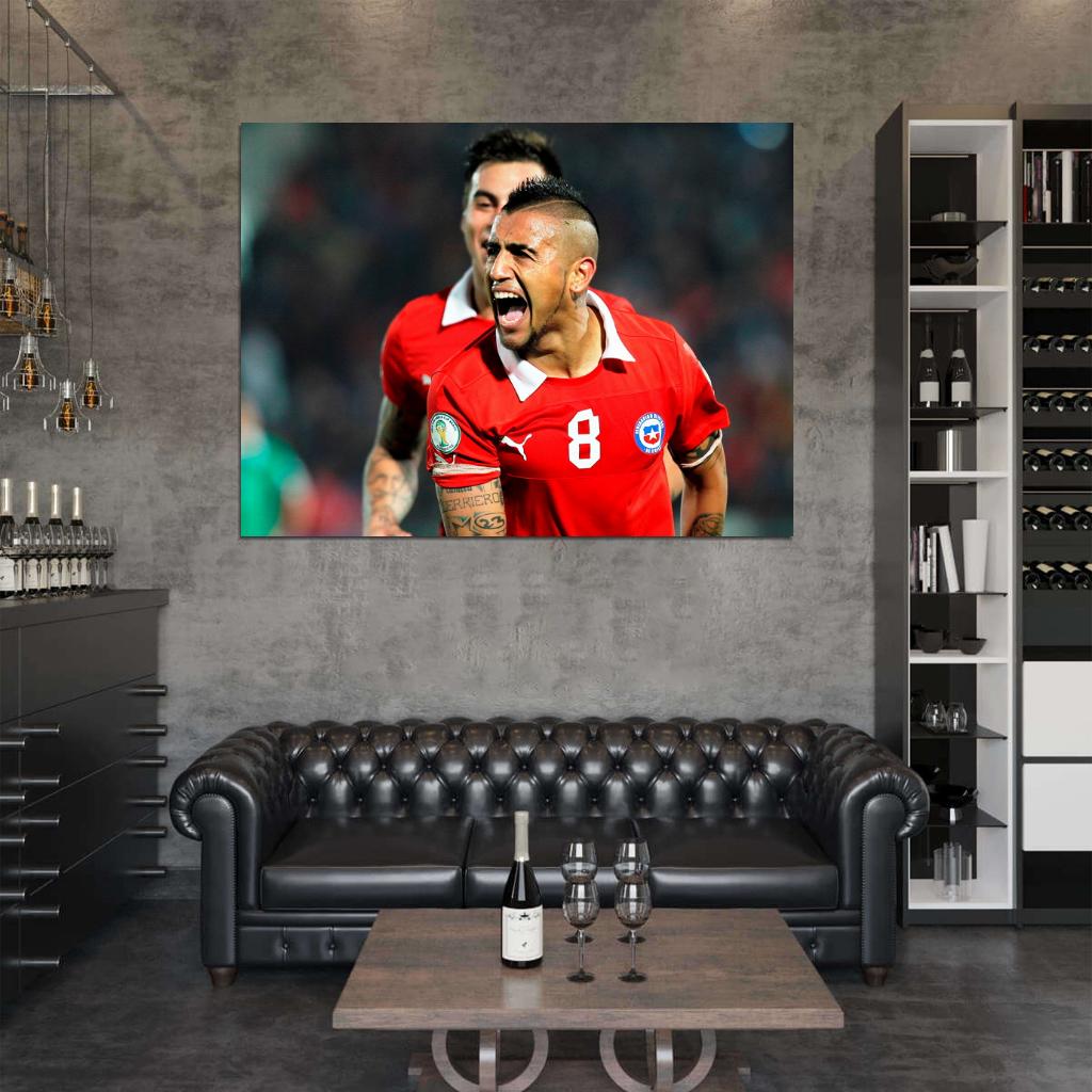 Arturo Vidal Goal Celebration Chile 2014 World Cup Wall Art Print Poster