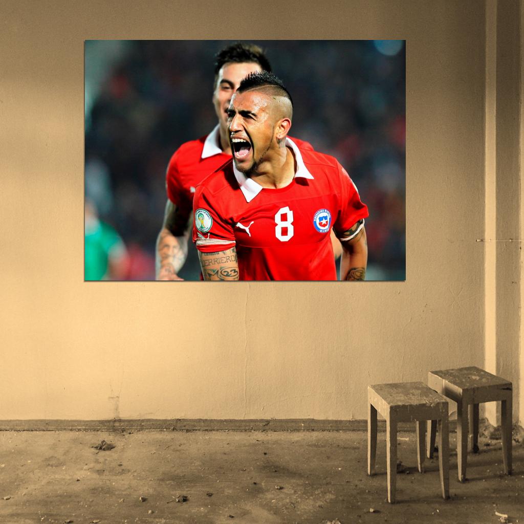 Arturo Vidal Goal Celebration Chile 2014 World Cup Wall Art Print Poster