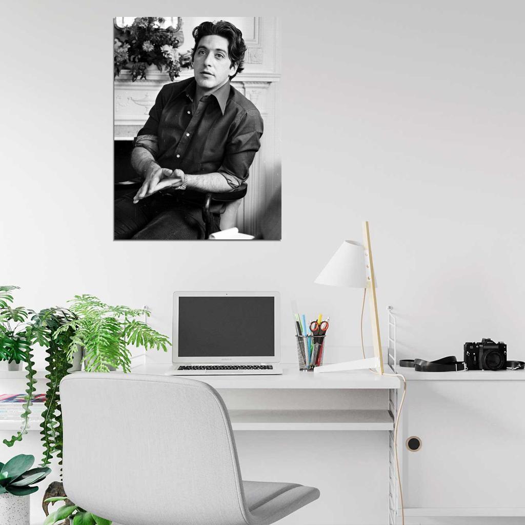 Al Pacino Brilliant Actor Young Handsome Charming BW Wall Art Print Poster