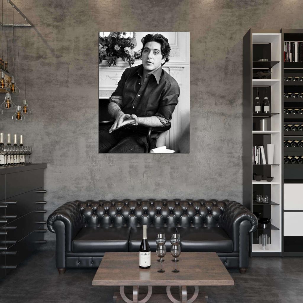 Al Pacino Brilliant Actor Young Handsome Charming BW Wall Art Print Poster