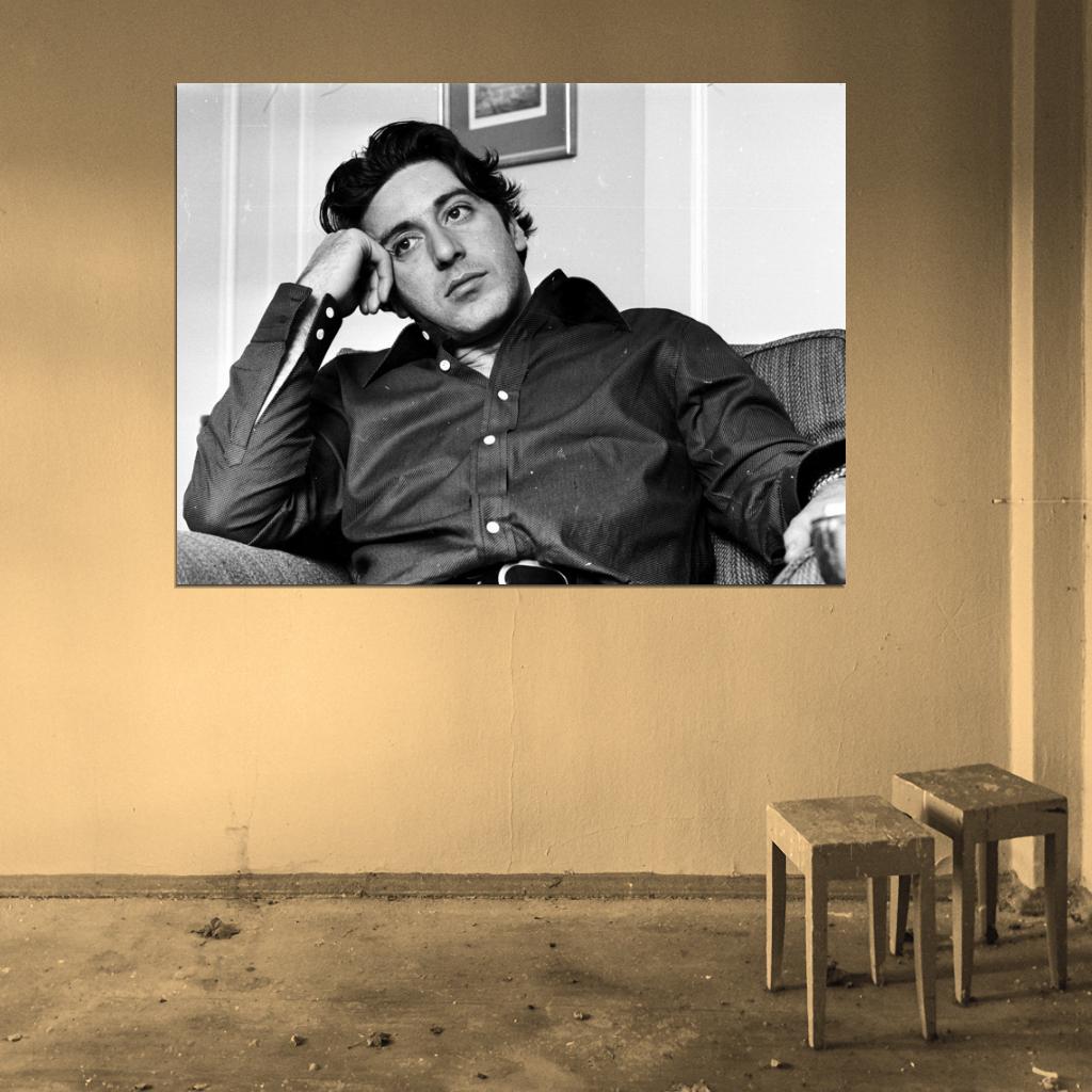 Al Pacino Actor Handsome Young Chair BW Wall Art Print Poster
