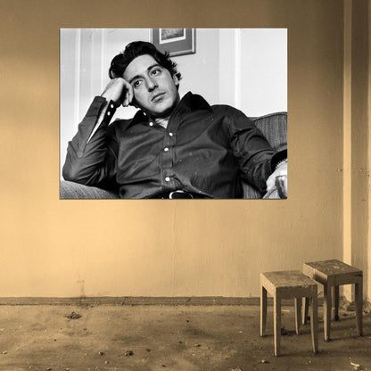 Al Pacino Actor Handsome Young Chair BW Wall Art Print Poster