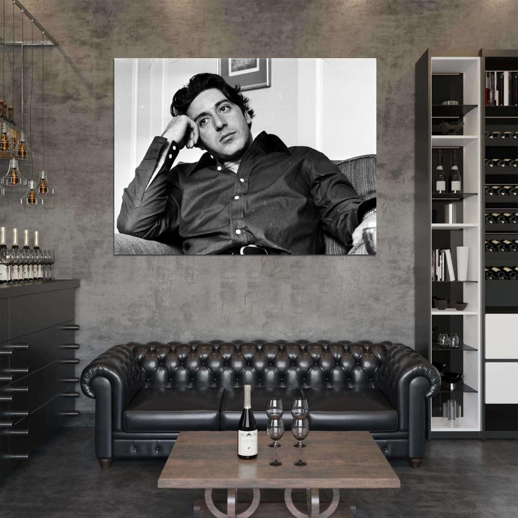 Al Pacino Actor Handsome Young Chair BW Wall Art Print Poster