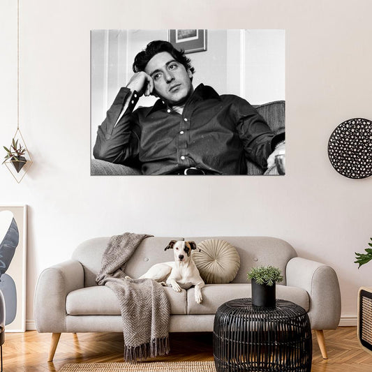 Al Pacino Actor Handsome Young Chair BW Wall Art Print Poster