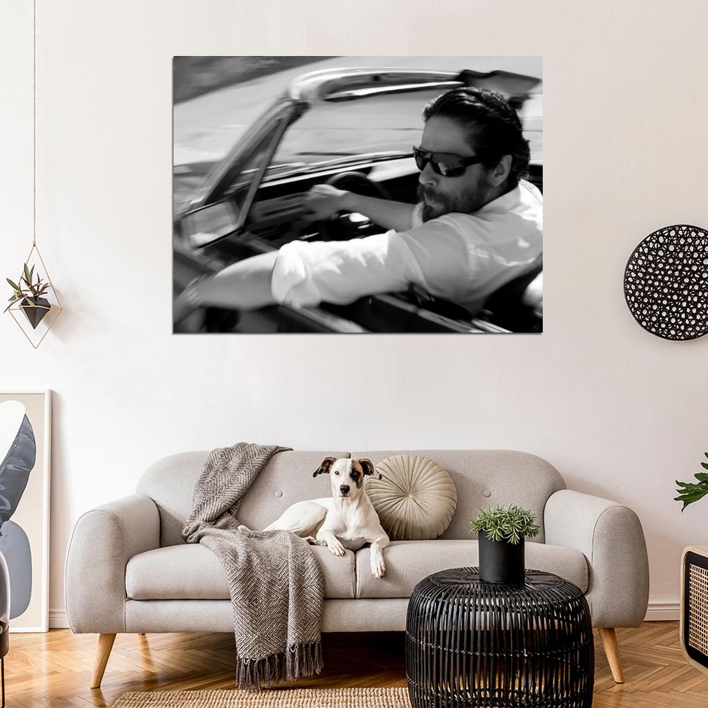 Benicio del Toro Sunglasses Beard Handsome Amazing BW Wall Art Print Poster