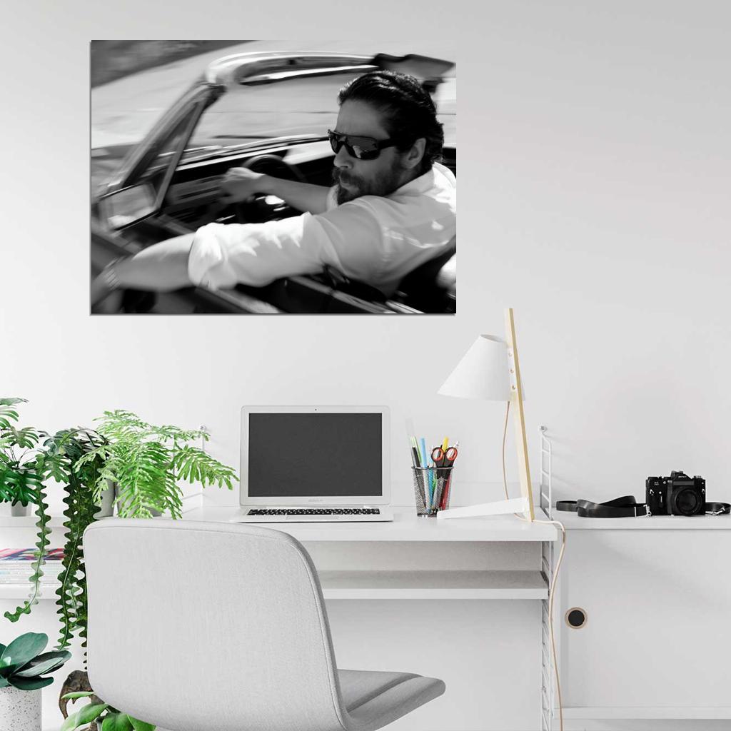 Benicio del Toro Sunglasses Beard Handsome Amazing BW Wall Art Print Poster