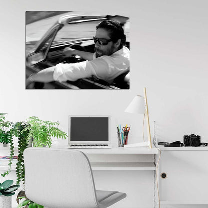 Benicio del Toro Sunglasses Beard Handsome Amazing BW Wall Art Print Poster