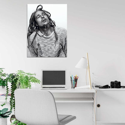 Brad Pitt Dreadlocks Torn Sweater Amazing Actor BW Wall Art Print Poster