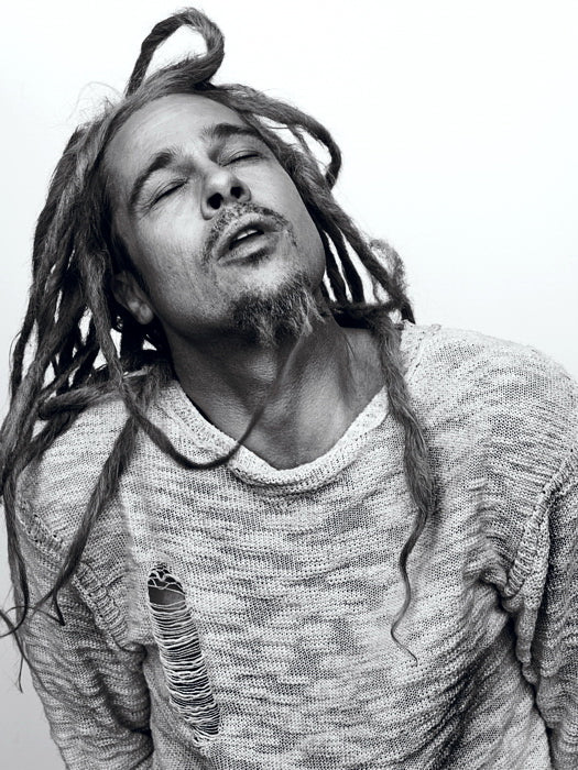 Brad Pitt Dreadlocks Torn Sweater Amazing Actor BW Wall Art Print Poster