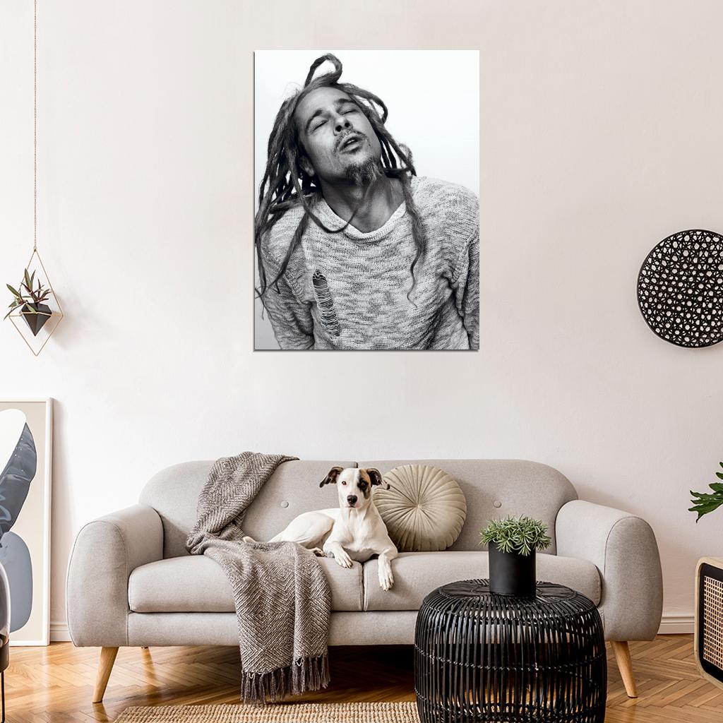 Brad Pitt Dreadlocks Torn Sweater Amazing Actor BW Wall Art Print Poster