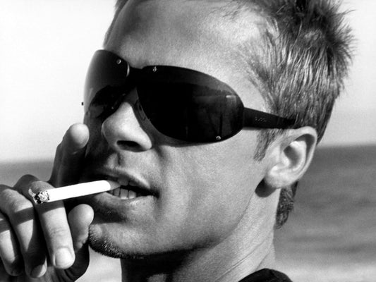 Brad Pitt Portrait Sunglasses Handsome Young BW Wall Art Print Poster