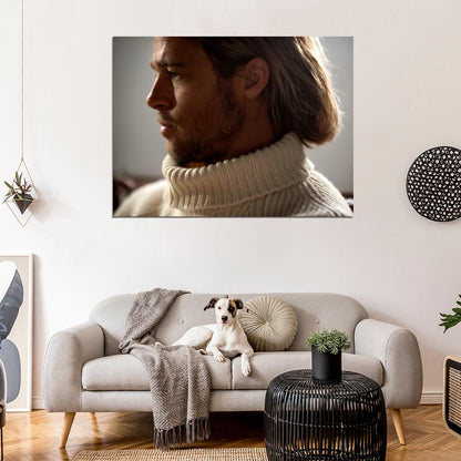 Brad Pitt Portrait Long Hair Handsome Awesome Actor Wall Art Print Poster