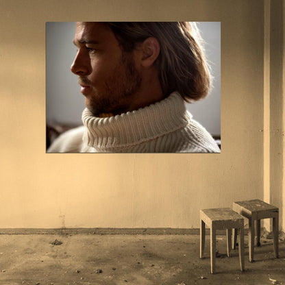Brad Pitt Portrait Long Hair Handsome Awesome Actor Wall Art Print Poster