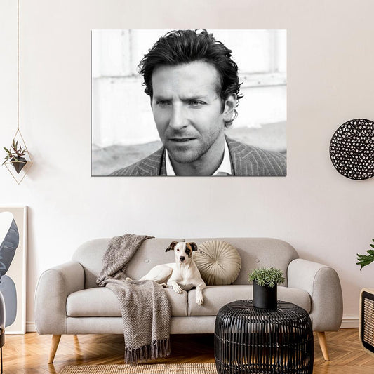 Bradley Cooper Suit Portrait Handsome Awesome Actor BW Wall Art Print Poster