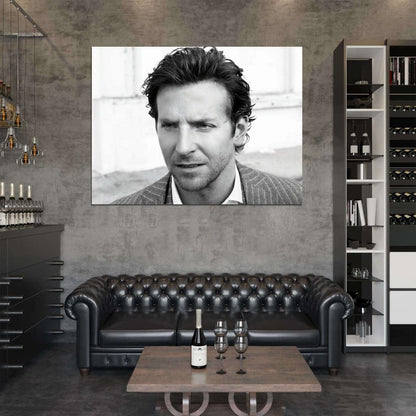 Bradley Cooper Suit Portrait Handsome Awesome Actor BW Wall Art Print Poster