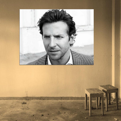 Bradley Cooper Suit Portrait Handsome Awesome Actor BW Wall Art Print Poster