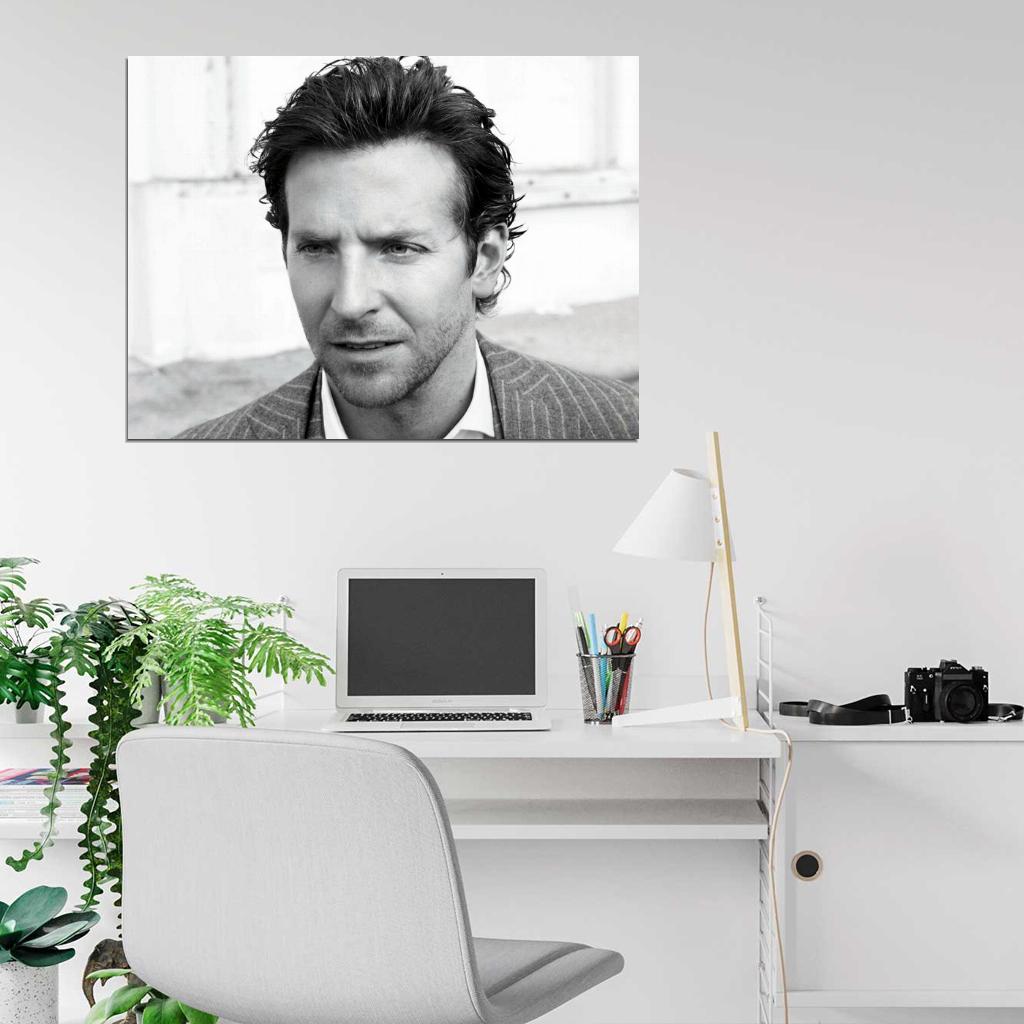Bradley Cooper Suit Portrait Handsome Awesome Actor BW Wall Art Print Poster