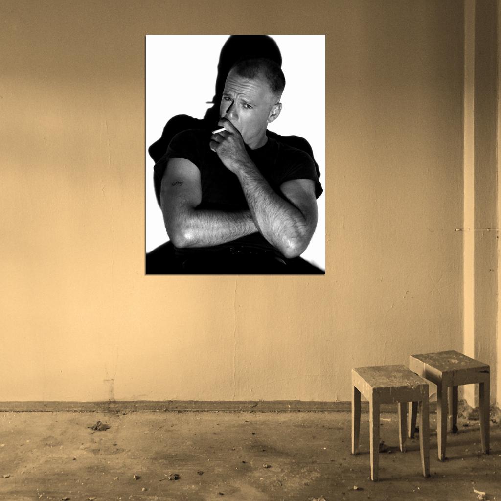 Bruce Willis Handsome Young Awesome Shadow Actor BW Wall Art Print Poster