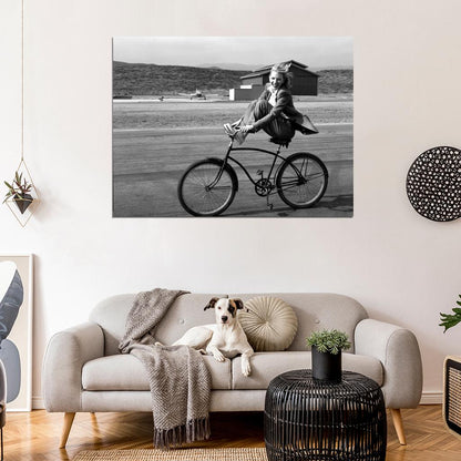 Cate Blanchett Bike Cheerful Happy Smiling Actress BW Wall Art Print Poster