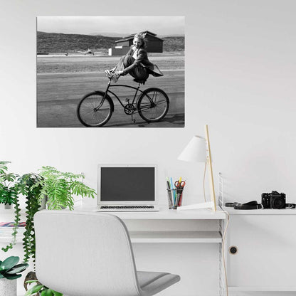 Cate Blanchett Bike Cheerful Happy Smiling Actress BW Wall Art Print Poster