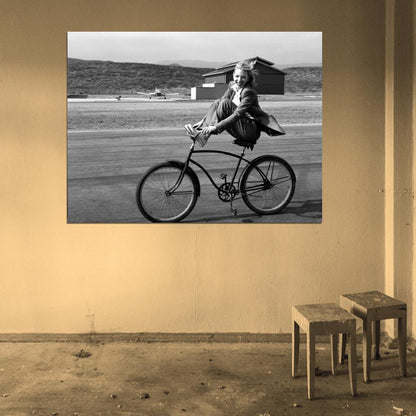 Cate Blanchett Bike Cheerful Happy Smiling Actress BW Wall Art Print Poster