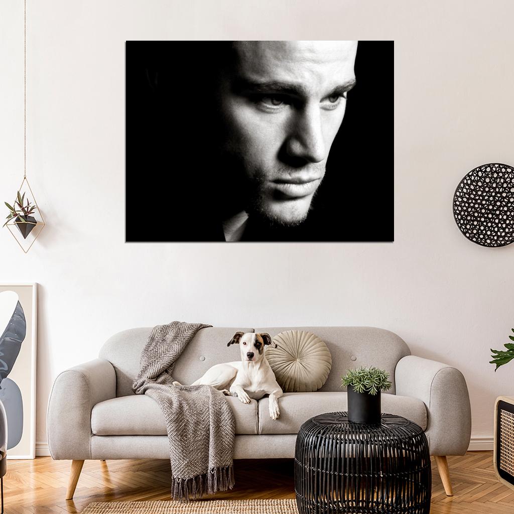 Channing Tatum Portrait BW Amazing Handsome Actor Wall Art Print Poster
