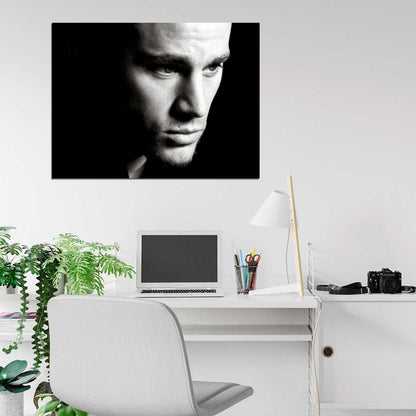 Channing Tatum Portrait BW Amazing Handsome Actor Wall Art Print Poster