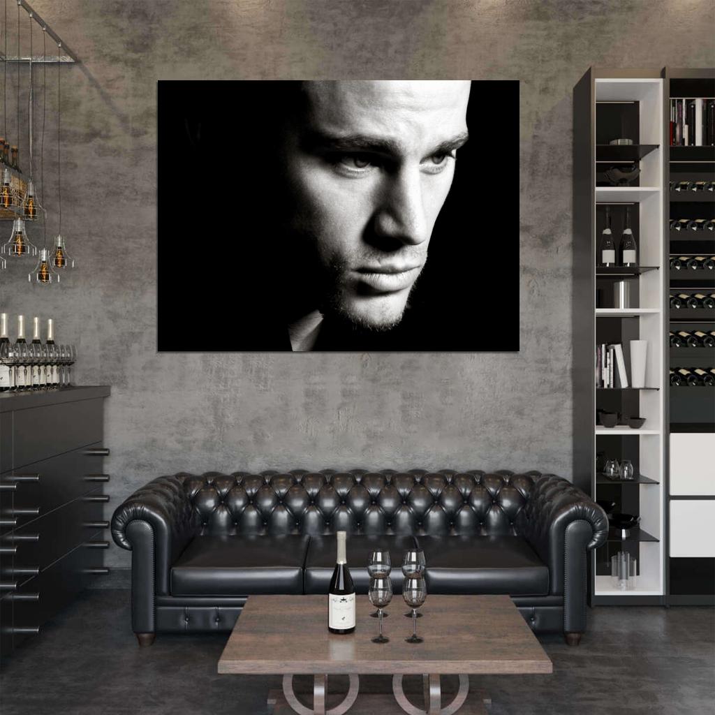 Channing Tatum Portrait BW Amazing Handsome Actor Wall Art Print Poster