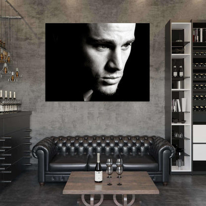 Channing Tatum Portrait BW Amazing Handsome Actor Wall Art Print Poster