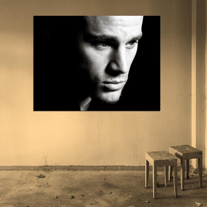 Channing Tatum Portrait BW Amazing Handsome Actor Wall Art Print Poster
