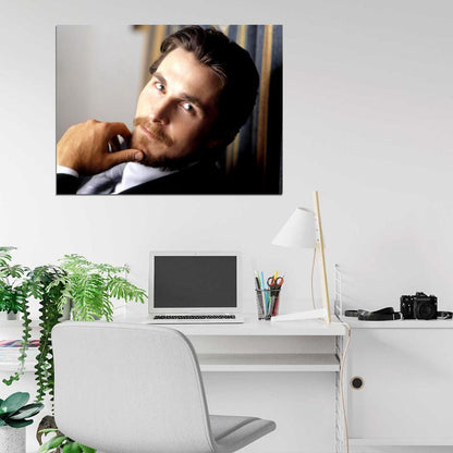 Christian Bale Portrait Suit Handsome Charming Awesome Wall Art Print Poster