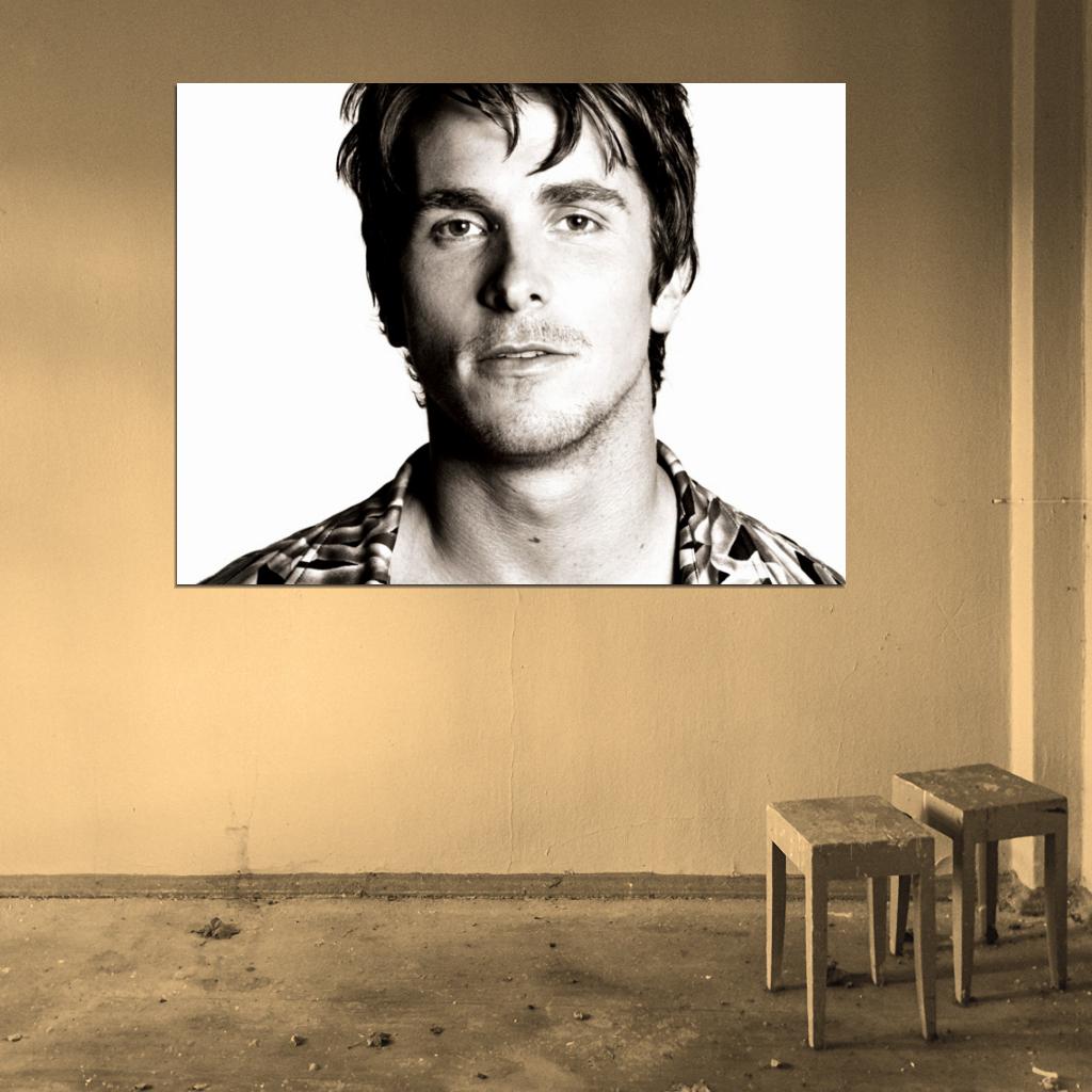 Christian Bale Portrait Young Handsome Charming BW Wall Art Print Poster