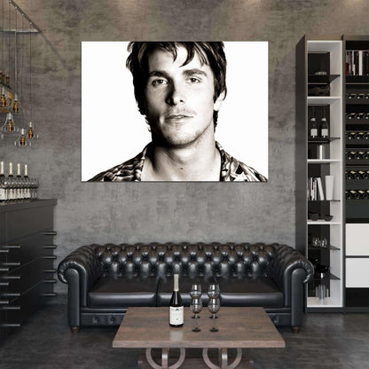 Christian Bale Portrait Young Handsome Charming BW Wall Art Print Poster